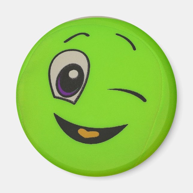 Silly Lime Green Face Magnet (Front)