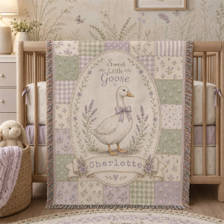 Silly Little Goose Baby Girl Floral Personalised Throw Blanket