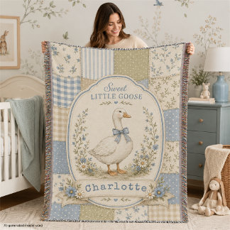 Silly Little Goose Baby Girl Personalised Keepsake Throw Blanket