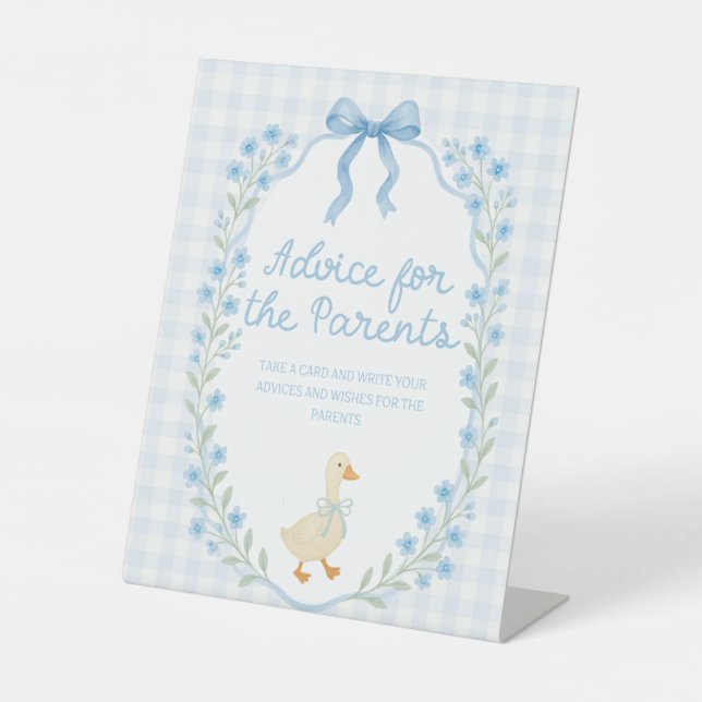 Silly Little Goose Baby Shower Advice for Parents Pedestal Sign (Front)
