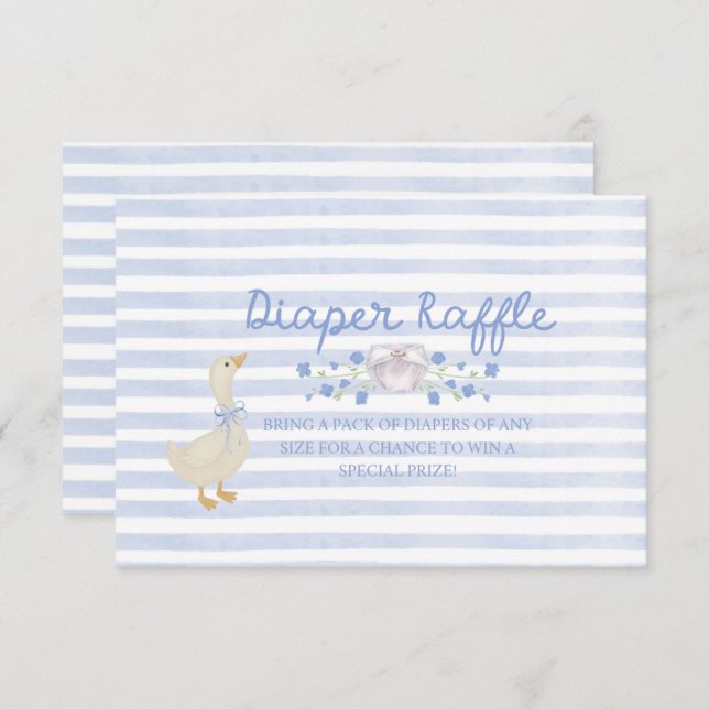 Silly Little Goose Baby Shower Diaper Raffle Enclosure Card (Front/Back)