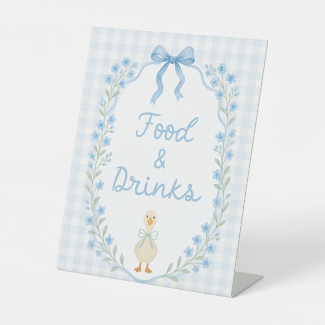 Silly Little Goose Baby Shower Food & Drinks Table Pedestal Sign (Front)