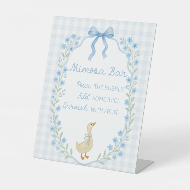 Silly Little Goose Baby Shower Mimosa Bar Pedestal Sign (Front)