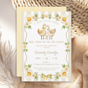 Silly Little Goose Yellow Daisy Baby Shower Invitation