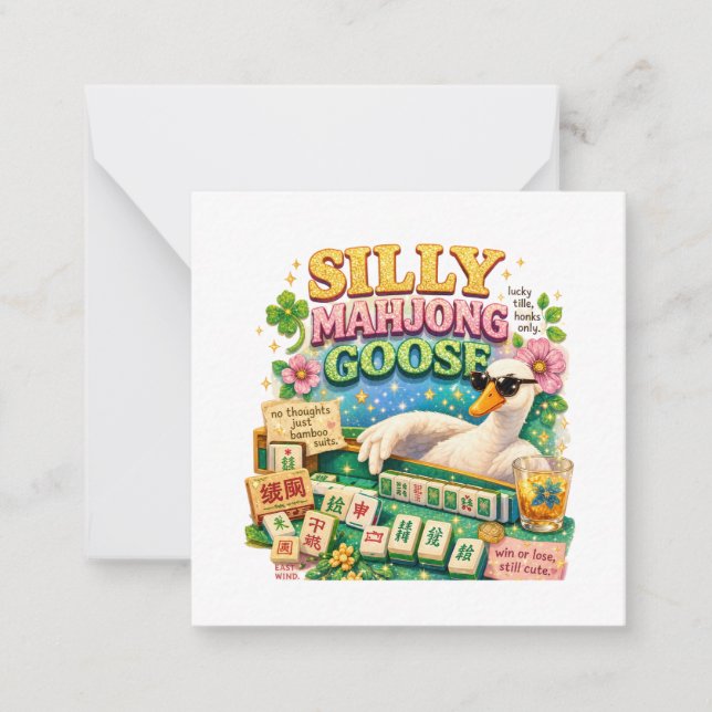 Silly Mahjong Goose Cute Bird Card (Front)