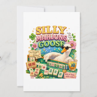 Silly Mahjong Goose Cute Bird Holiday Card