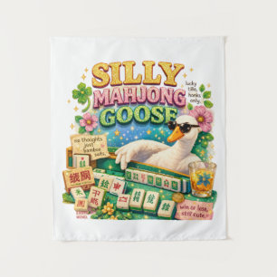 Silly Mahjong Goose Cute Bird Tapestry