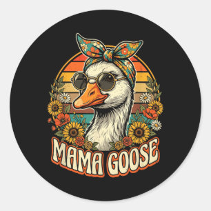 Silly Mama Goose In Sungles Coquette Floral Classic Round Sticker