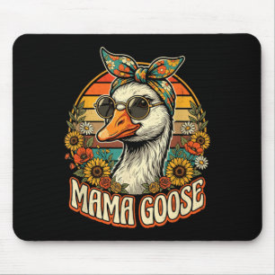 Silly Mama Goose In Sungles Coquette Floral Mouse Pad