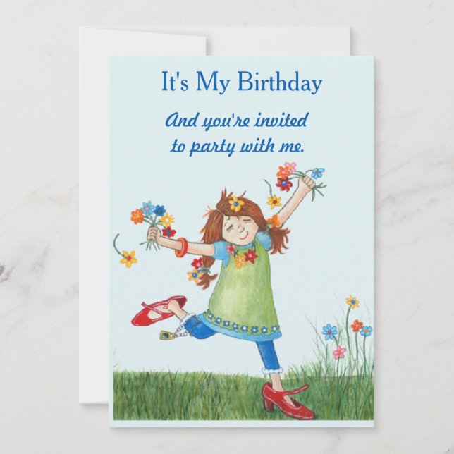 Silly McGilly Flower Power Birthday Invitation (Front)