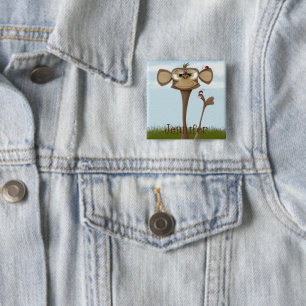 Silly Monkey and Ladybugs 15 Cm Square Badge