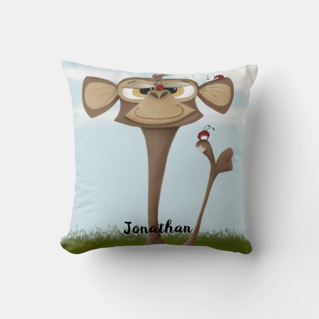 Silly Monkey and Ladybugs Cushion (Front)