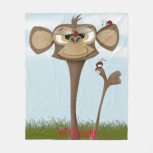 Silly Monkey and Ladybugs Fleece Blanket