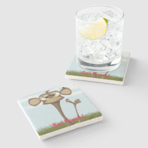 Silly Monkey and Ladybugs Stone Coaster
