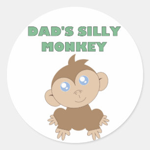 Silly Monkey - Classic Round Sticker, Glossy Sticker
