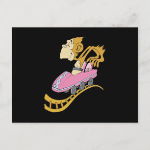 silly monkey in roller coaster postcard