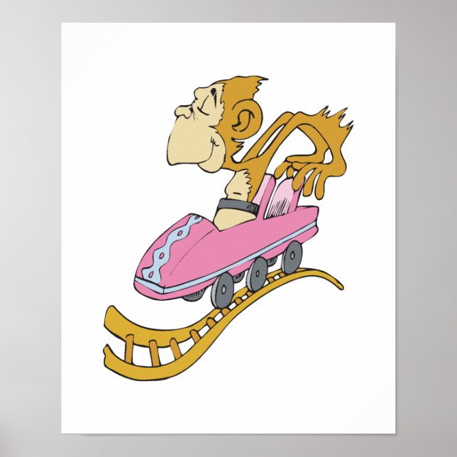 silly monkey in roller coaster poster (Front)