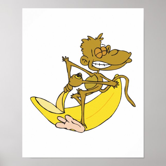 silly monkey peeling banana poster (Front)