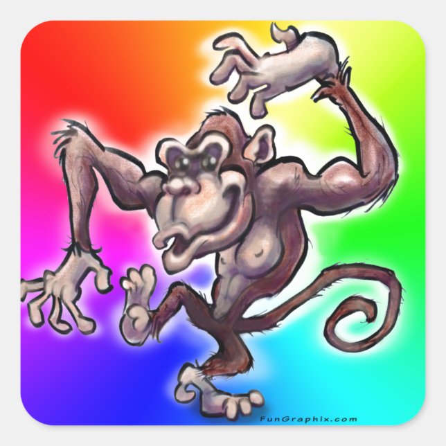 Silly Monkey Square Sticker (Front)