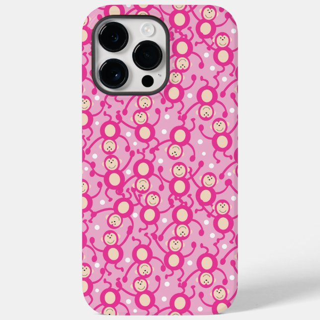 Silly Monkeys in Pink Pattern Fun Cute Kids Case-Mate iPhone Case (Back)
