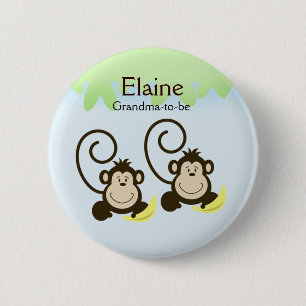 SILLY MONKEYS NAME TAG Personalised Button