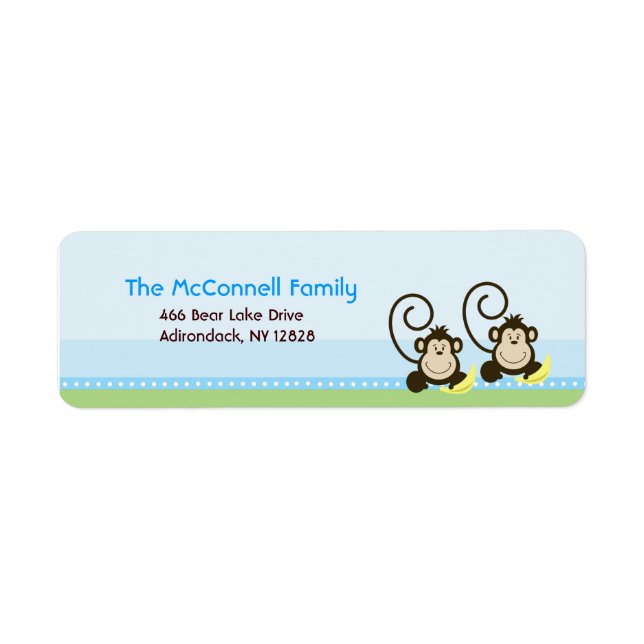 Silly Monkeys Twins PRINTABLE ADDRESS LABELS (Front)