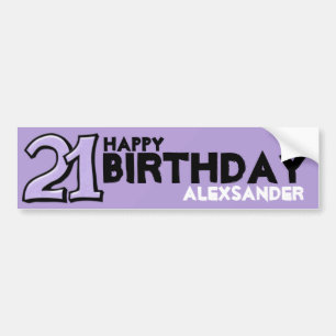 Silly Number 21 lavender Birthday Long Sticker
