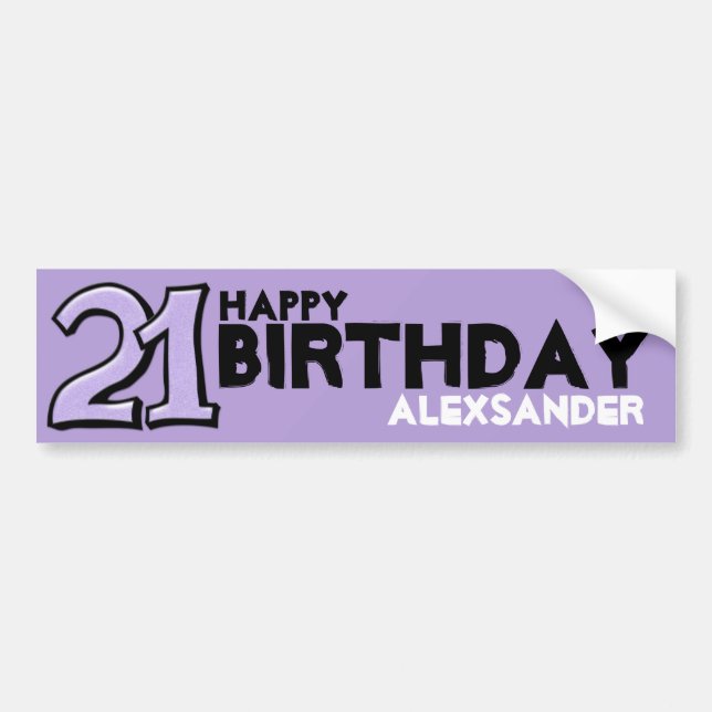 Silly Number 21 lavender Birthday Long Sticker (Front)
