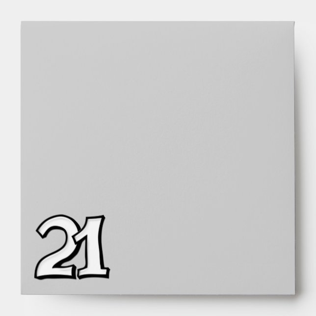 Silly Number 21 white grey Square Envelope (Front)