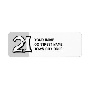 Silly Number 21 white Return Address Label
