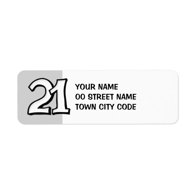 Silly Number 21 white Return Address Label (Front)