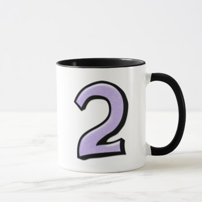 Silly Number 2 lavender white Mug (Right)