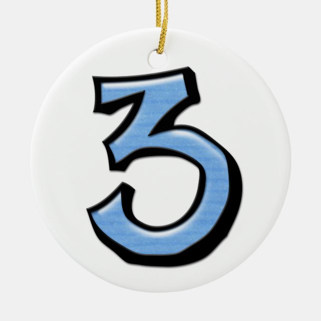 Silly Number 3 blue Ornament (Front)