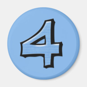 Silly Number 4 blue Round Magnet