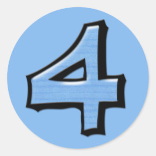 Silly Number 4 blue Round Sticker