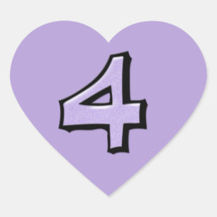 Silly Number 4 lavender Heart Sticker