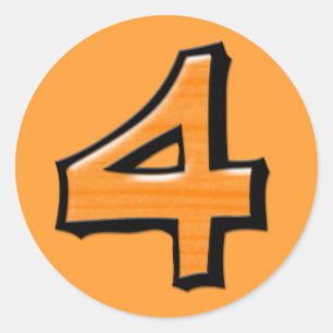 Silly Number 4 orange Round Sticker