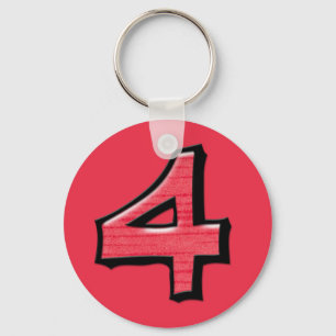 Silly Number 4 red Keychain