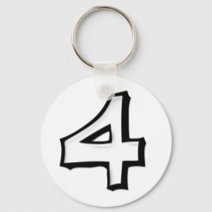 Silly Number 4 white Keychain