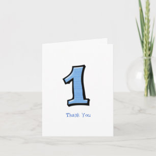 Silly Numbers 1 blue Thank You Note Card