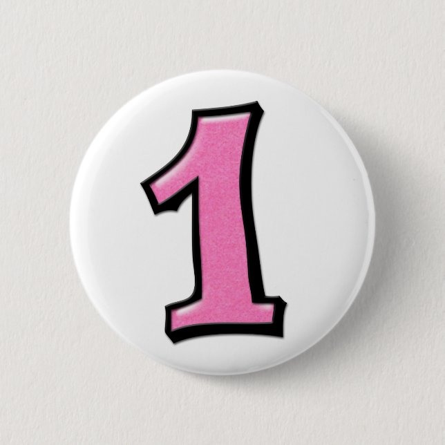 Silly Numbers 1 pink Button (Front)