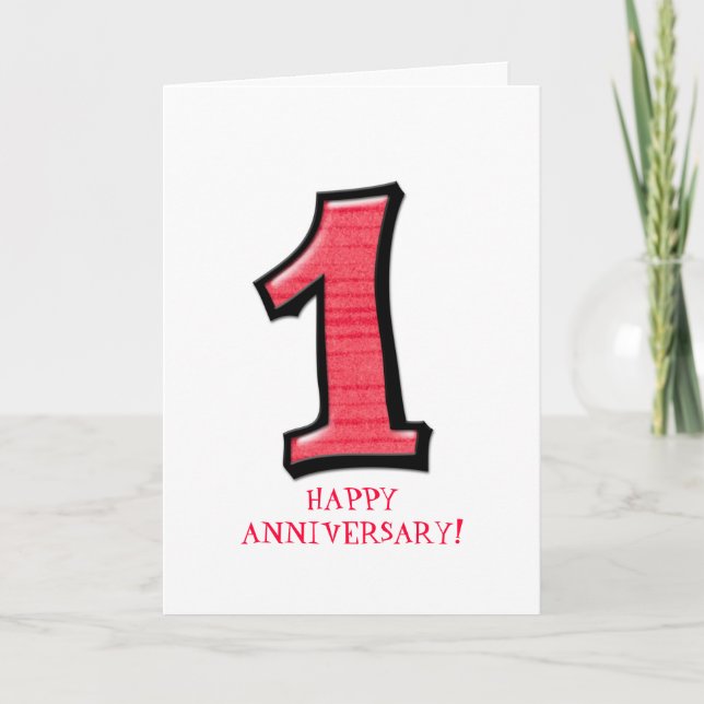 Silly Numbers 1 red Anniversary Card (Front)