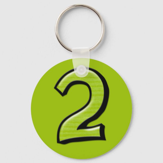 Silly Numbers 2 green Keychain (Front)