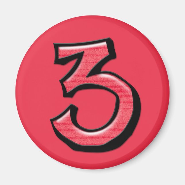 Silly Numbers 3 red Magnet (Front)