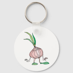 silly onion cartoon character key ring