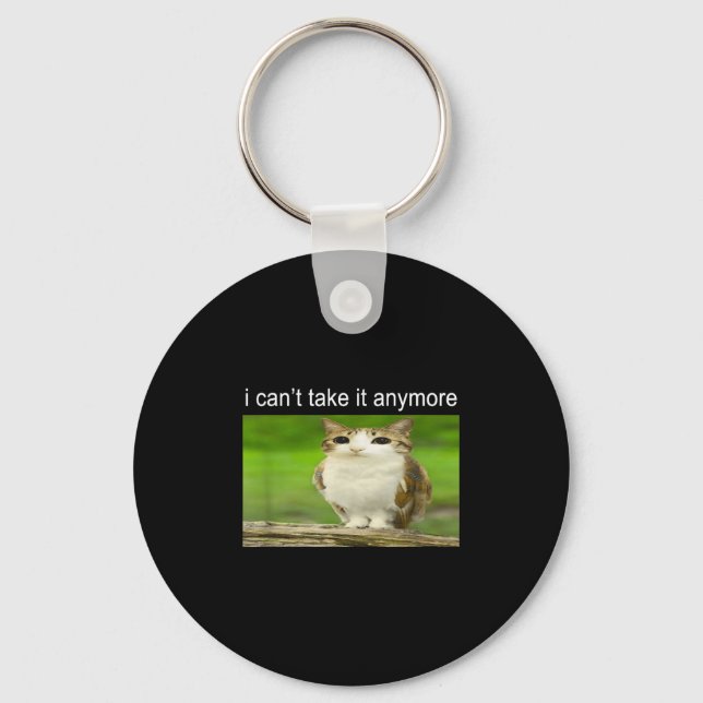 Silly Owl Cat Meme I Can't Take It Anymore  Key Ring (Front)