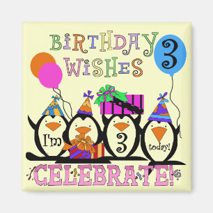 Silly Penguins 3rd Birthday Tshirts and Gifts Magnet