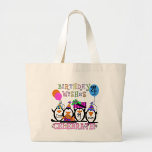 Silly Penguins 4th Birthday T-shirts and Gifts Large Tote Bag