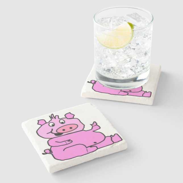 SILLY PIGGY STONE COASTER (Side)
