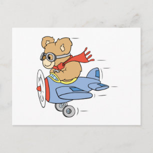 Silly Pilot Bear Postcard